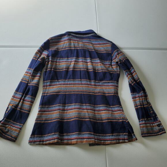 Patagonia Shirt Womens 0 Blue Striped Organic Cotton Button Up Flannel Western - Picture 2 of 10